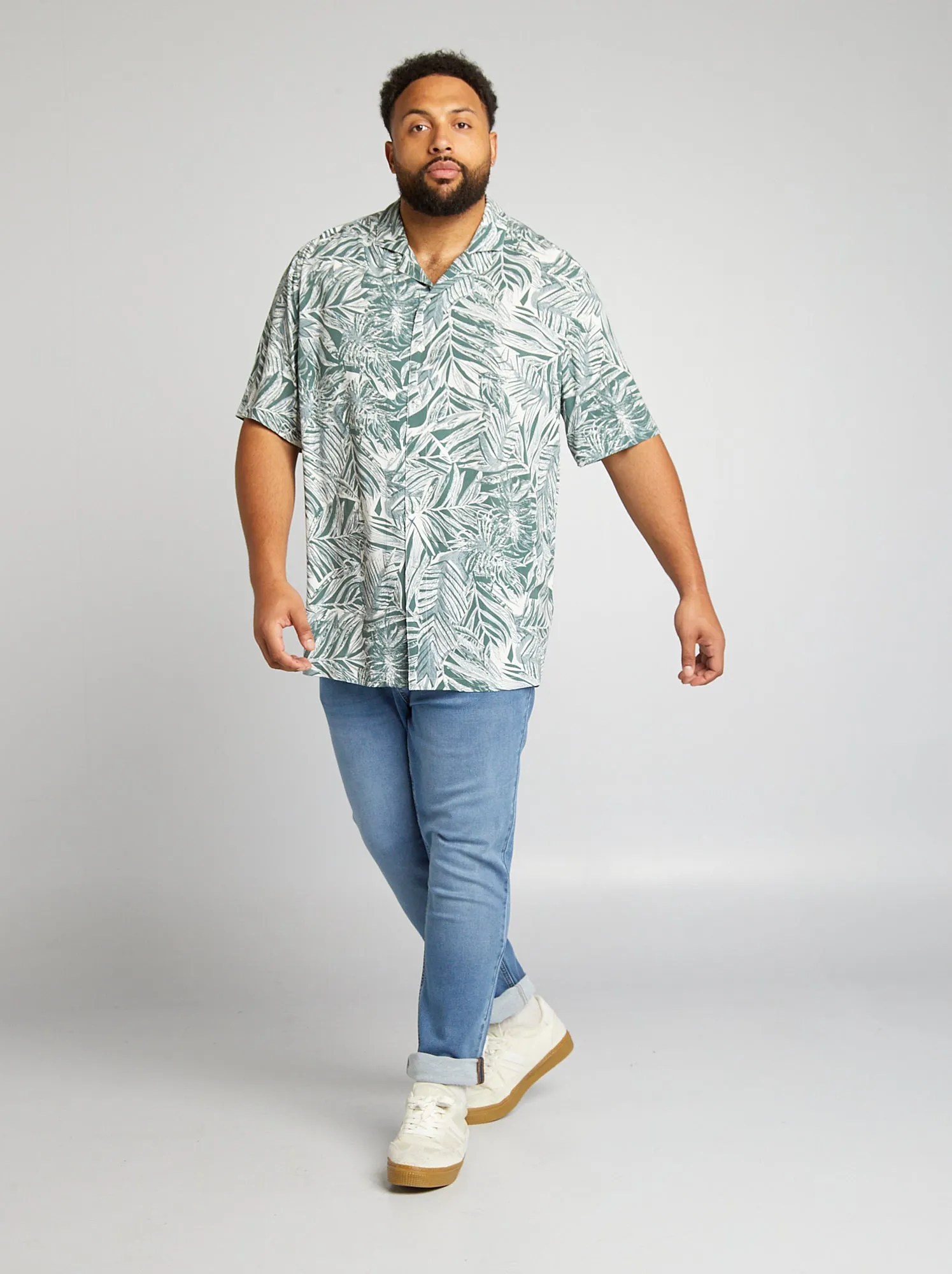 Camicia morbida con collo a pigiama - KAKI