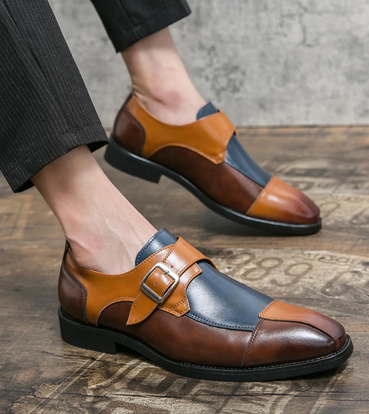 Scarpe eleganti da uomo Scarpe da uomo formali Monk Designer Scarpe italiane Oxford da uomo Abito da sposa in pelle di marca Dop